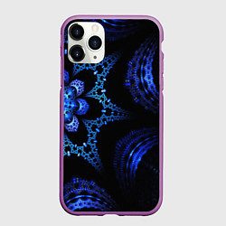Чехол iPhone 11 Pro матовый Синий фрактал текстура, цвет: 3D-фиолетовый