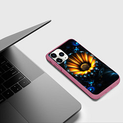 Чехол iPhone 11 Pro матовый Фрактальный цветок, цвет: 3D-малиновый — фото 2