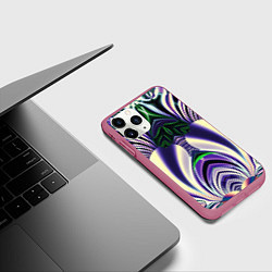 Чехол iPhone 11 Pro матовый Неоновая фольга полосы, цвет: 3D-малиновый — фото 2