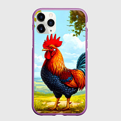 Чехол iPhone 11 Pro матовый Петушок, цвет: 3D-фиолетовый