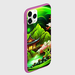 Чехол iPhone 11 Pro матовый Природа Японии в зеленых цветах, цвет: 3D-фиолетовый — фото 2