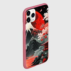 Чехол iPhone 11 Pro матовый Горы и сакура Японии, цвет: 3D-малиновый — фото 2