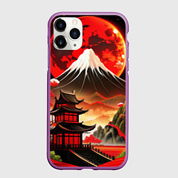 Чехол iPhone 11 Pro матовый Коллаж Японской природы, цвет: 3D-фиолетовый
