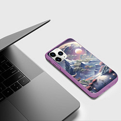 Чехол iPhone 11 Pro матовый Япония - природа, цвет: 3D-фиолетовый — фото 2