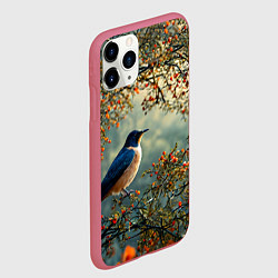 Чехол iPhone 11 Pro матовый Ласточка пейзаж, цвет: 3D-малиновый — фото 2
