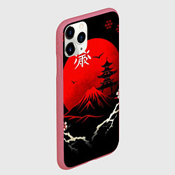 Чехол iPhone 11 Pro матовый Japan red black nature, цвет: 3D-малиновый — фото 2