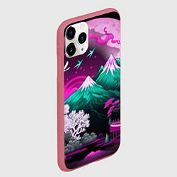Чехол iPhone 11 Pro матовый Горы японии природа, цвет: 3D-малиновый — фото 2
