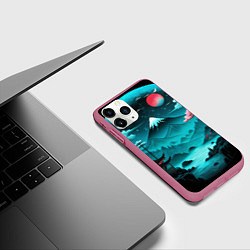 Чехол iPhone 11 Pro матовый Коллаж из природы Японии, цвет: 3D-малиновый — фото 2