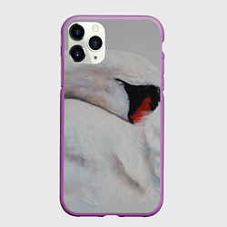 Чехол iPhone 11 Pro матовый Белый лебедь спит, цвет: 3D-фиолетовый