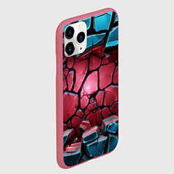 Чехол iPhone 11 Pro матовый Объемные слои разбитых плит, цвет: 3D-малиновый — фото 2