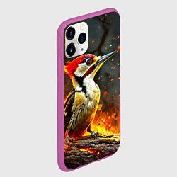 Чехол iPhone 11 Pro матовый Дятел в огне, цвет: 3D-фиолетовый — фото 2