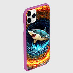 Чехол iPhone 11 Pro матовый Акула в огненом колодце, цвет: 3D-фиолетовый — фото 2