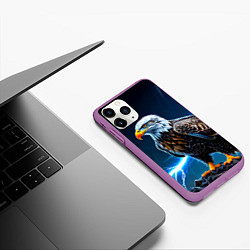 Чехол iPhone 11 Pro матовый Орел и молния, цвет: 3D-фиолетовый — фото 2