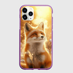 Чехол iPhone 11 Pro матовый Рыжая лисица в лесу, цвет: 3D-фиолетовый