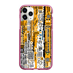 Чехол iPhone 11 Pro матовый Cyberpunk pattern yellow, цвет: 3D-малиновый