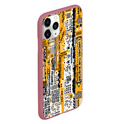 Чехол iPhone 11 Pro матовый Cyberpunk pattern yellow, цвет: 3D-малиновый — фото 2