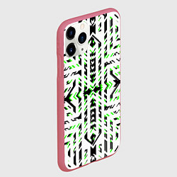 Чехол iPhone 11 Pro матовый Чёрно-зелёный диагональные полосы на белом фоне, цвет: 3D-малиновый — фото 2