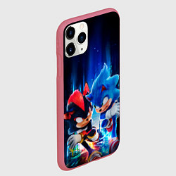 Чехол iPhone 11 Pro матовый Соник и Шэдоу бегут наперегонки, цвет: 3D-малиновый — фото 2