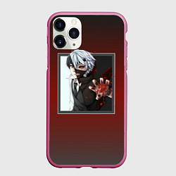 Чехол iPhone 11 Pro матовый Аниме Токийский Гуль, цвет: 3D-малиновый