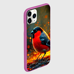 Чехол iPhone 11 Pro матовый Снегирь в огне, цвет: 3D-фиолетовый — фото 2