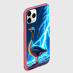 Чехол iPhone 11 Pro матовый Гусь и разряд молнии, цвет: 3D-малиновый — фото 2
