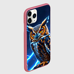 Чехол iPhone 11 Pro матовый Сова и разряды молний, цвет: 3D-малиновый — фото 2