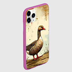 Чехол iPhone 11 Pro матовый Гусь, цвет: 3D-фиолетовый — фото 2