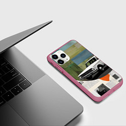 Чехол iPhone 11 Pro матовый Коллаж с ретро автомобилем, цвет: 3D-малиновый — фото 2