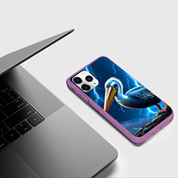 Чехол iPhone 11 Pro матовый Пеликан и молния, цвет: 3D-фиолетовый — фото 2