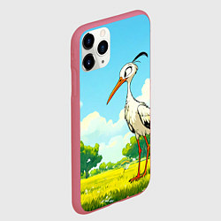 Чехол iPhone 11 Pro матовый Аист в лесу, цвет: 3D-малиновый — фото 2