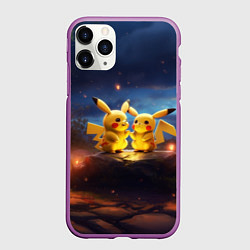Чехол iPhone 11 Pro матовый Влюбленные покемоны, цвет: 3D-фиолетовый