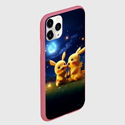 Чехол iPhone 11 Pro матовый Любовь Пикачу, цвет: 3D-малиновый — фото 2