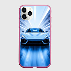 Чехол iPhone 11 Pro матовый Спорткар на скорости, цвет: 3D-малиновый