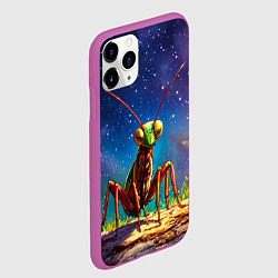 Чехол iPhone 11 Pro матовый Богомол и звездное небо, цвет: 3D-фиолетовый — фото 2