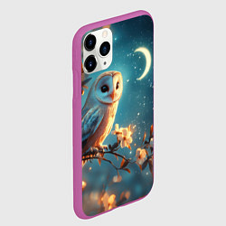 Чехол iPhone 11 Pro матовый Сова и звездное небо, цвет: 3D-фиолетовый — фото 2