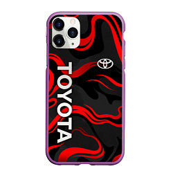 Чехол iPhone 11 Pro матовый Toyota - красные языки пламени, цвет: 3D-фиолетовый