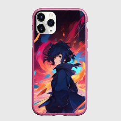 Чехол iPhone 11 Pro матовый Аниме девушка и ветер, цвет: 3D-малиновый
