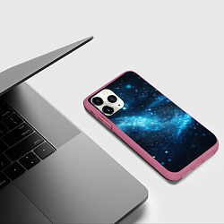 Чехол iPhone 11 Pro матовый Синяя пыльца - текстура, цвет: 3D-малиновый — фото 2