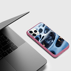 Чехол iPhone 11 Pro матовый Текстура объемных сот, цвет: 3D-малиновый — фото 2