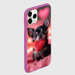 Чехол iPhone 11 Pro матовый Чихуахуа с сердечком, цвет: 3D-фиолетовый — фото 2