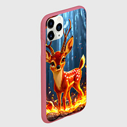 Чехол iPhone 11 Pro матовый Олененок в огне, цвет: 3D-малиновый — фото 2