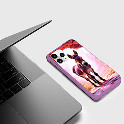 Чехол iPhone 11 Pro матовый Осел в розовом свете, цвет: 3D-фиолетовый — фото 2