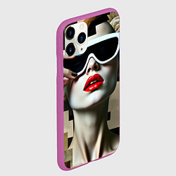 Чехол iPhone 11 Pro матовый Коллаж с девушкой в очках, цвет: 3D-фиолетовый — фото 2
