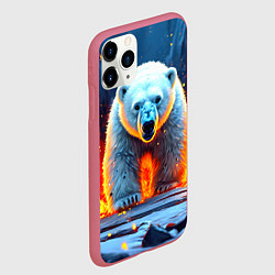 Чехол iPhone 11 Pro матовый Белый медведь в огне, цвет: 3D-малиновый — фото 2