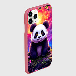 Чехол iPhone 11 Pro матовый Панда и космическое небо, цвет: 3D-малиновый — фото 2