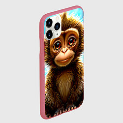 Чехол iPhone 11 Pro матовый Ушастая макака, цвет: 3D-малиновый — фото 2