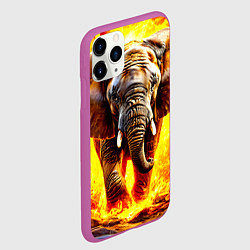 Чехол iPhone 11 Pro матовый Слон в огне, цвет: 3D-фиолетовый — фото 2