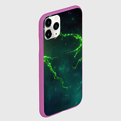 Чехол iPhone 11 Pro матовый Зеленые статичные брызги, цвет: 3D-фиолетовый — фото 2