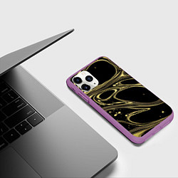 Чехол iPhone 11 Pro матовый Разводы в виде кругов и линий - текстура, цвет: 3D-фиолетовый — фото 2