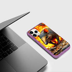 Чехол iPhone 11 Pro матовый Броненосец в огне, цвет: 3D-фиолетовый — фото 2